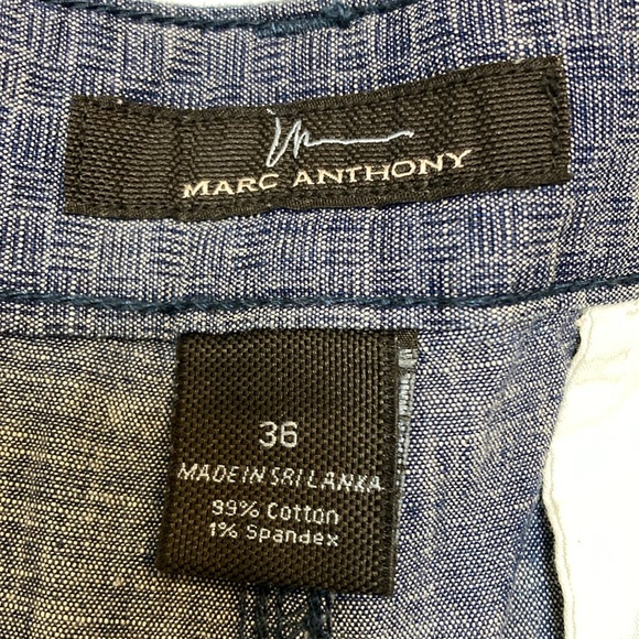 Marc Anthony Mens Size 36 Blue Shorts 9” Inseam Flat Front Zip Fly Pockets - Picture 6 of 12